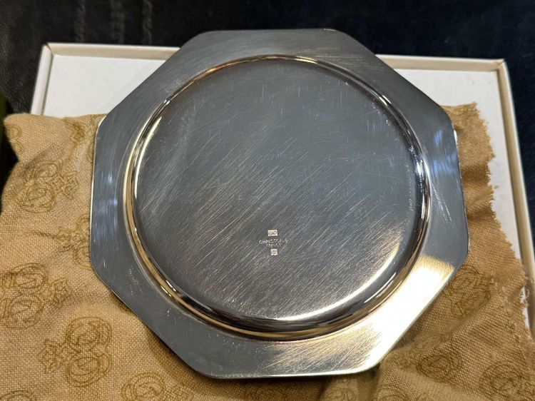 Christofle silver-plated metal bottle coaster, Villars pattern