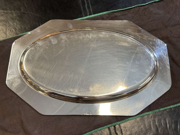 Christofle silver-plated metal tray, Villars pattern