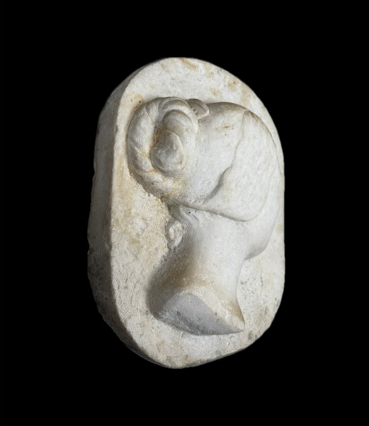 Profil en bas-relief de marbre blanc.