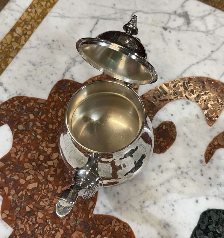 English silver-plated metal teapot