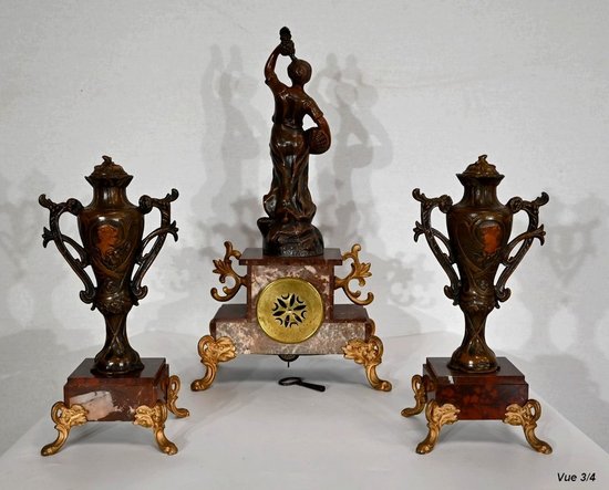 Regule and cherry marble mantelpiece set – 1920