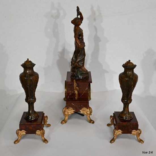 Regule and cherry marble mantelpiece set – 1920