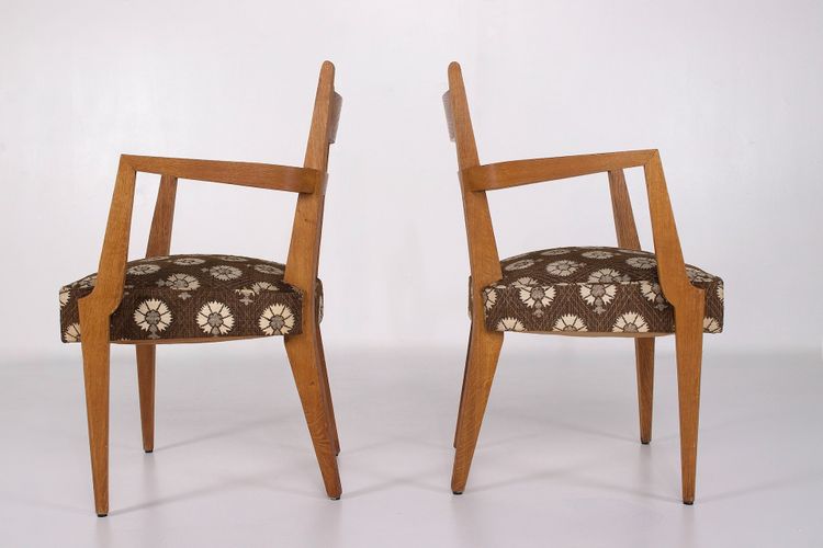 Zwei Eichenholzsessel, René-Jean Caillette, Frankreich, 1950er Jahre.