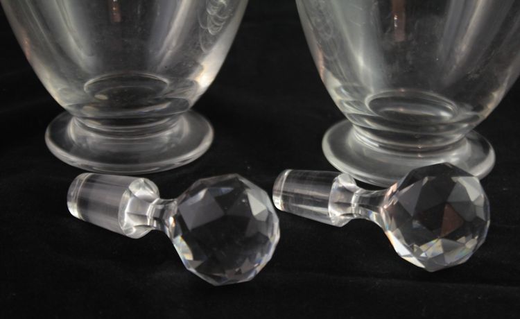 Four St. Louis engraved crystal decanters, late 19th, early 20th century