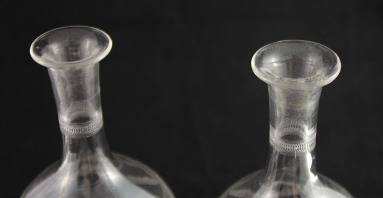Four St. Louis engraved crystal decanters, late 19th, early 20th century