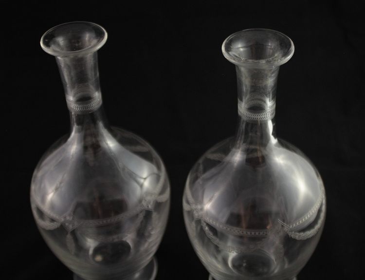 Four St. Louis engraved crystal decanters, late 19th, early 20th century