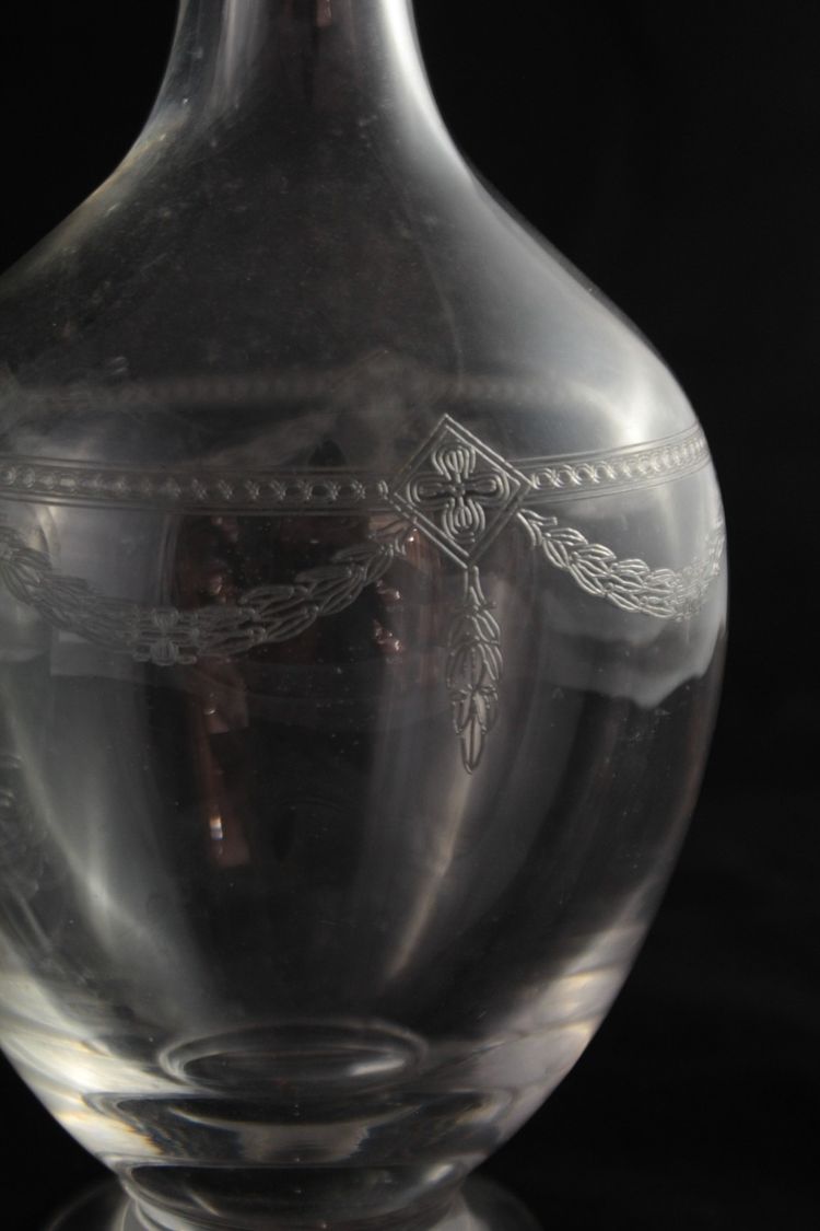 Four St. Louis engraved crystal decanters, late 19th, early 20th century