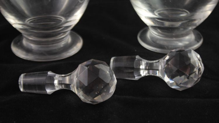 Four St. Louis engraved crystal decanters, late 19th, early 20th century