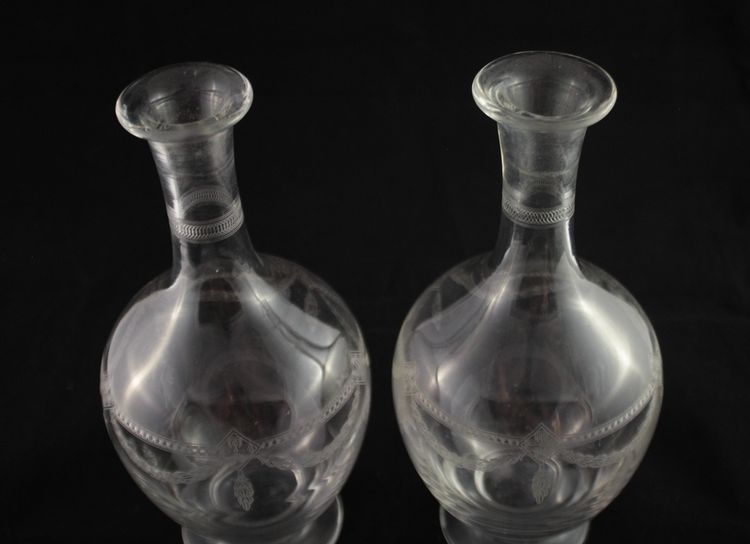 Four St. Louis engraved crystal decanters, late 19th, early 20th century
