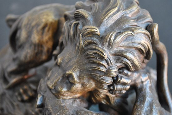19th Century Animal Bronze Not Signed With Lions