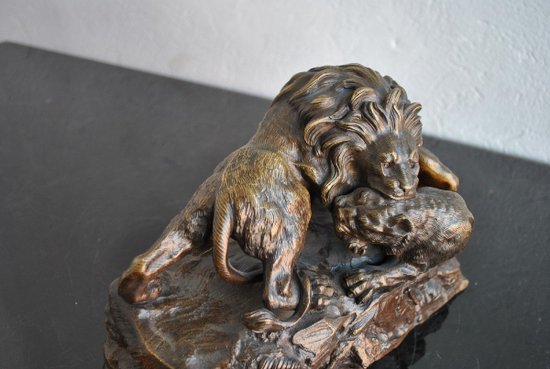 19th Century Animal Bronze Not Signed With Lions