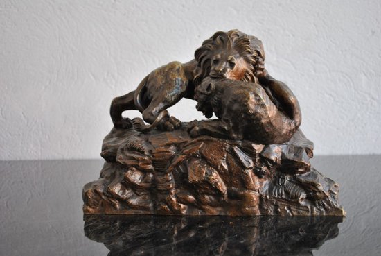 19th Century Animal Bronze Not Signed With Lions