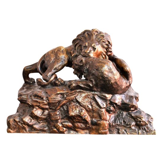 19th Century Animal Bronze Not Signed With Lions