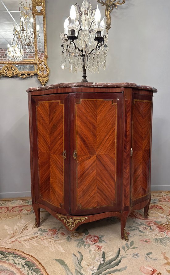 Paire De Buffets Galbes En Marqueterie Transition Louis XV Louis XVI XIXeme