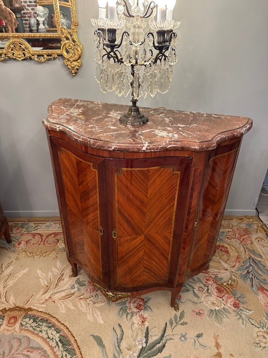 Paire De Buffets Galbes En Marqueterie Transition Louis XV Louis XVI XIXeme