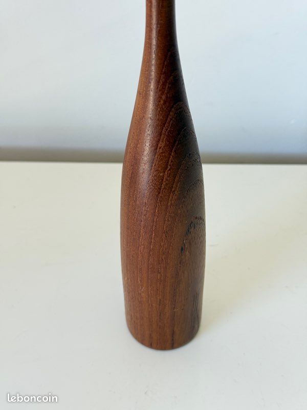 Candeliere modernista in teak "Tulipano" - Anni '60 - Altezza 24 cm