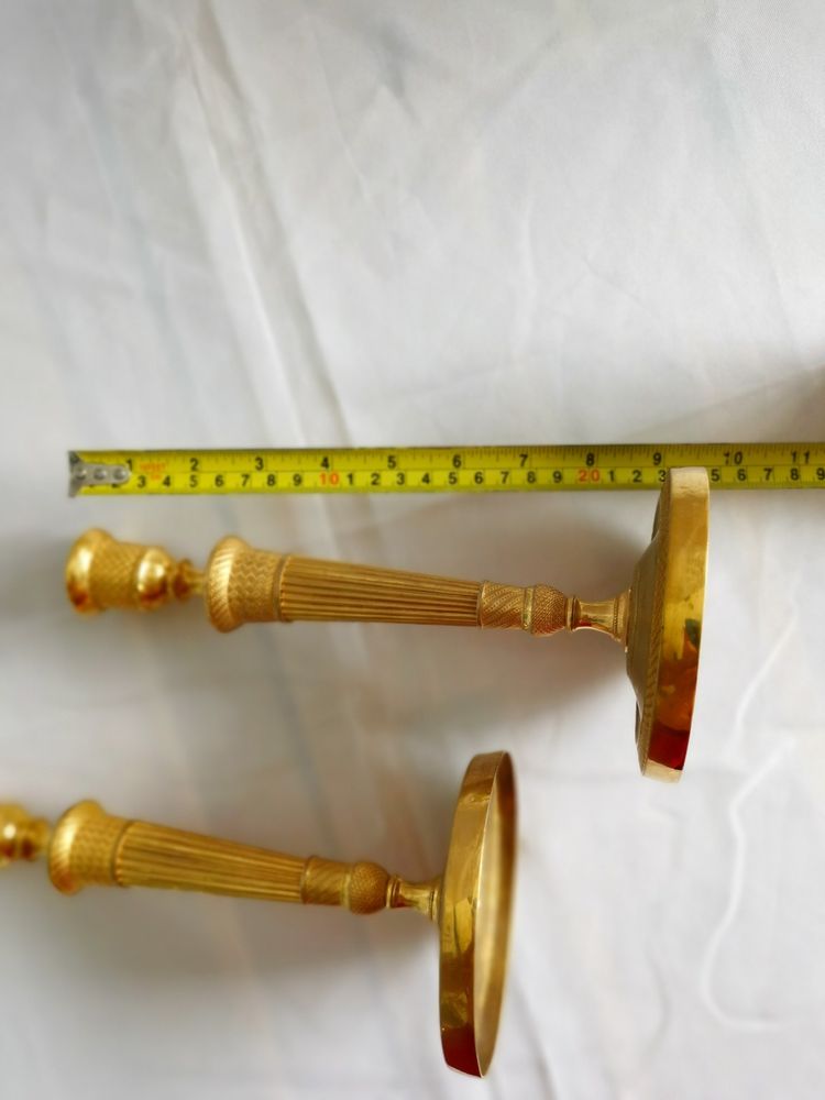 Rare paire de candélabres bougeoirs en bronze doré époque 1er Empire 1804-1815