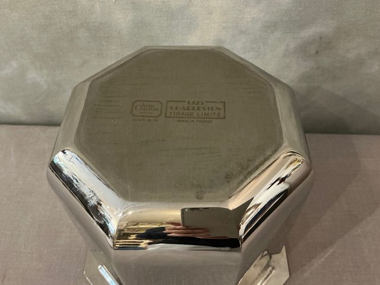Champagne bucket by Jean Couzon, circa 1925, in silver-plated metal