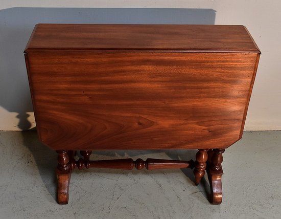 Petite table d'appoint à volets en Acajou massif - Milieu XIXe