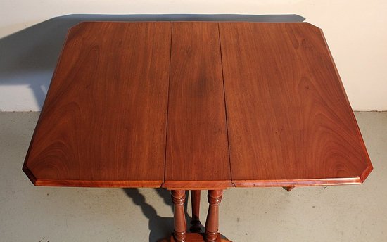 Petite table d'appoint à volets en Acajou massif - Milieu XIXe