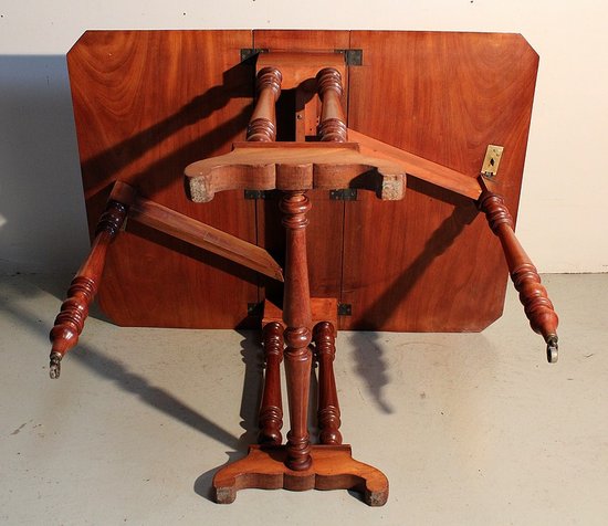 Petite table d'appoint à volets en Acajou massif - Milieu XIXe
