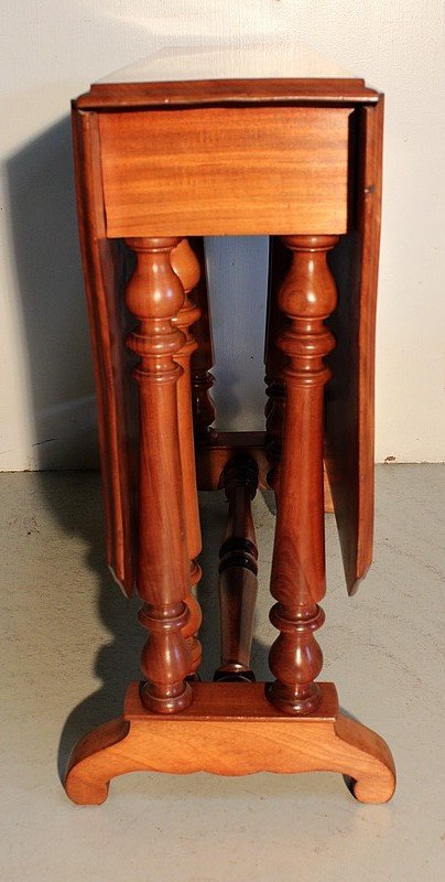 Petite table d'appoint à volets en Acajou massif - Milieu XIXe