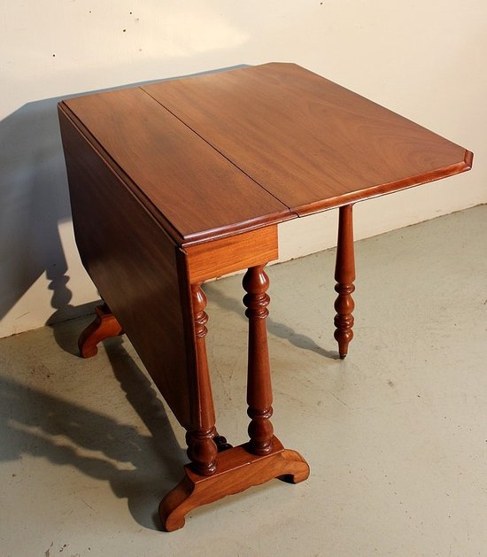 Petite table d'appoint à volets en Acajou massif - Milieu XIXe