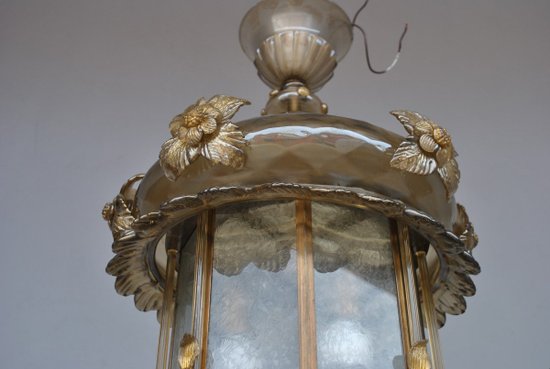 Italian Blown Glass Lantern After Murano