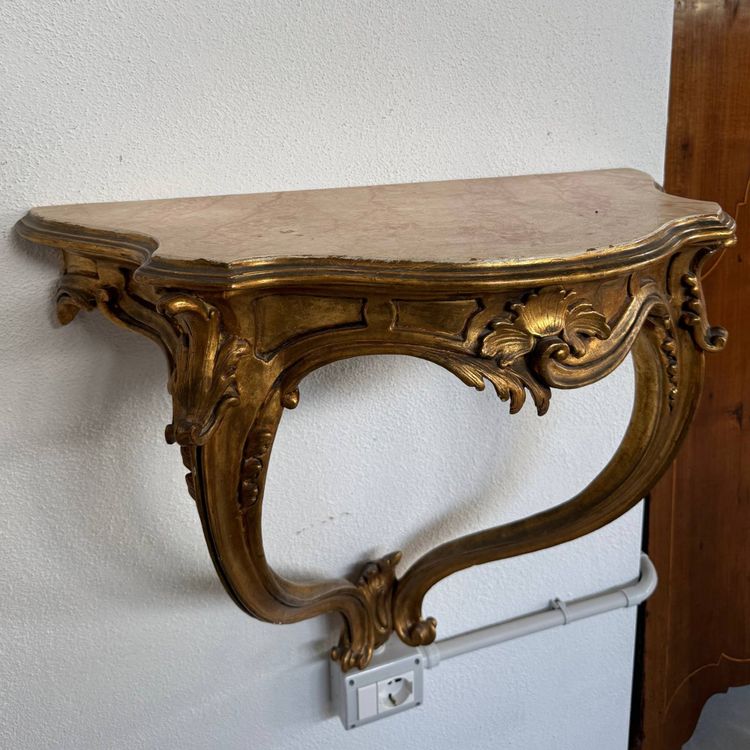 Console da parete in legno dorato