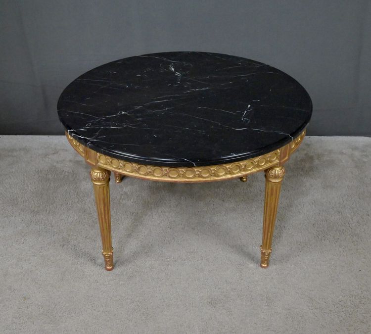 Tavolino da caffè in marmo e legno dorato, stile Luigi XVI - Metà del XX secolo