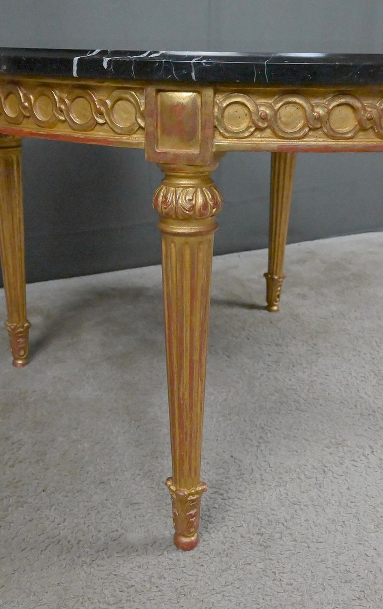 Tavolino da caffè in marmo e legno dorato, stile Luigi XVI - Metà del XX secolo