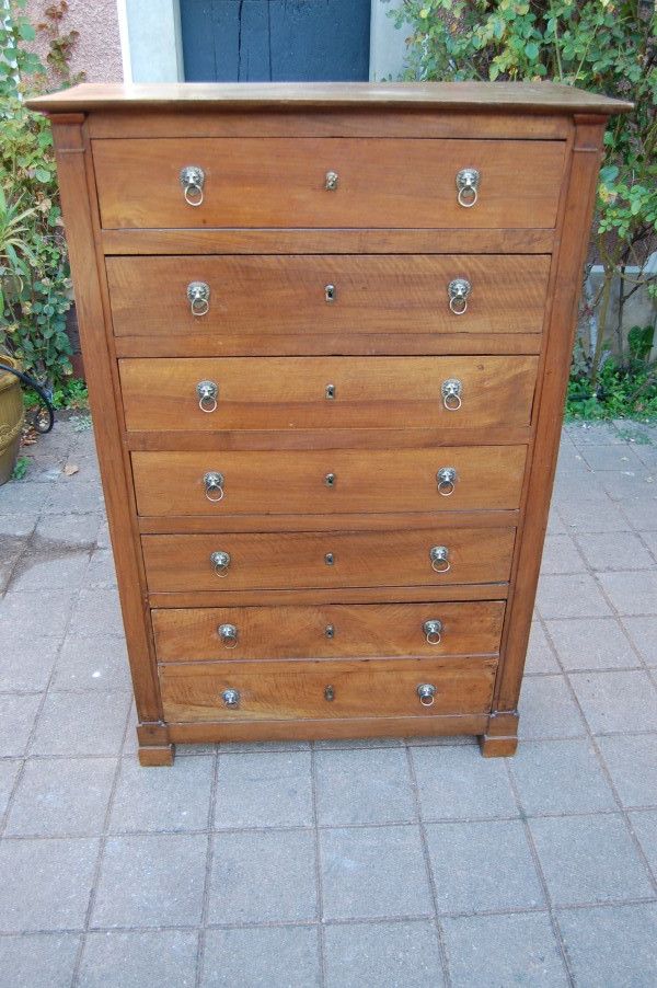 commode semainier d époque Empire en noyer du 19e siécle