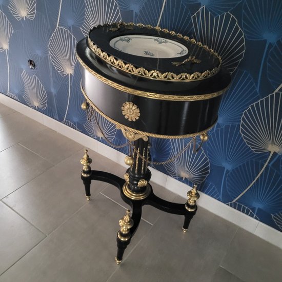 Complete Napoleon 3 planter, its Zinc tray, and its XIX Century Napoleon III bronzes