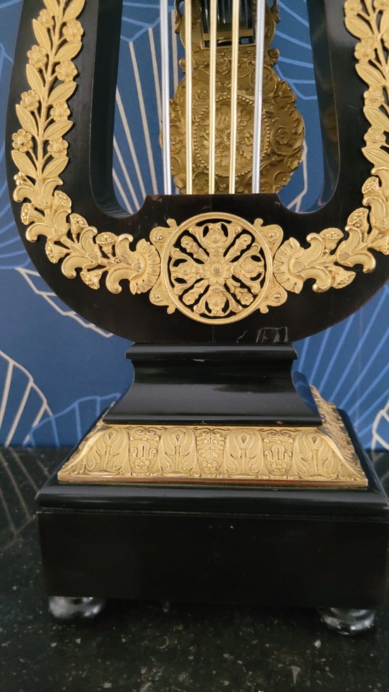 Empire gilt bronze ebony pendulum Napoleon 3 Victorian Cartel clock