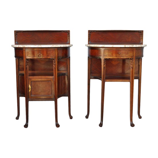 Pair Of Mahogany Bedside Tables 1900 Art Nouveau