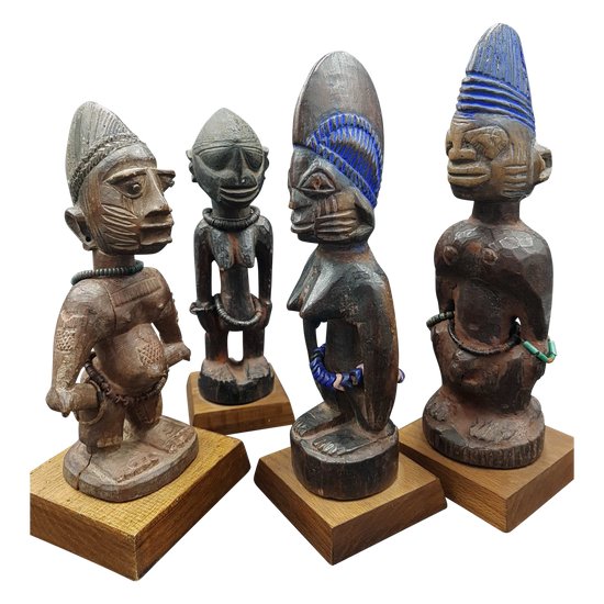 Lot Of 4 Ibeji Statuettes, Yoruba, Nigeria