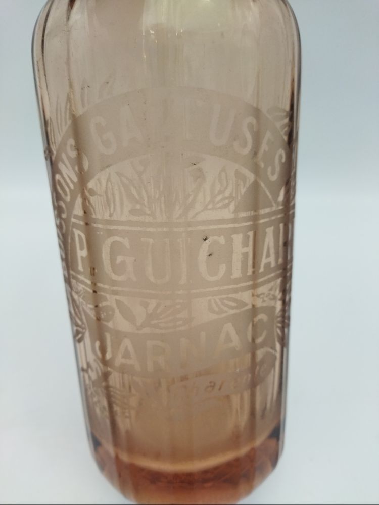 SIPHON ROSE De Bar Bouteille Ancienne Eau De Seltz  Complet JARNAC  CHARENTE