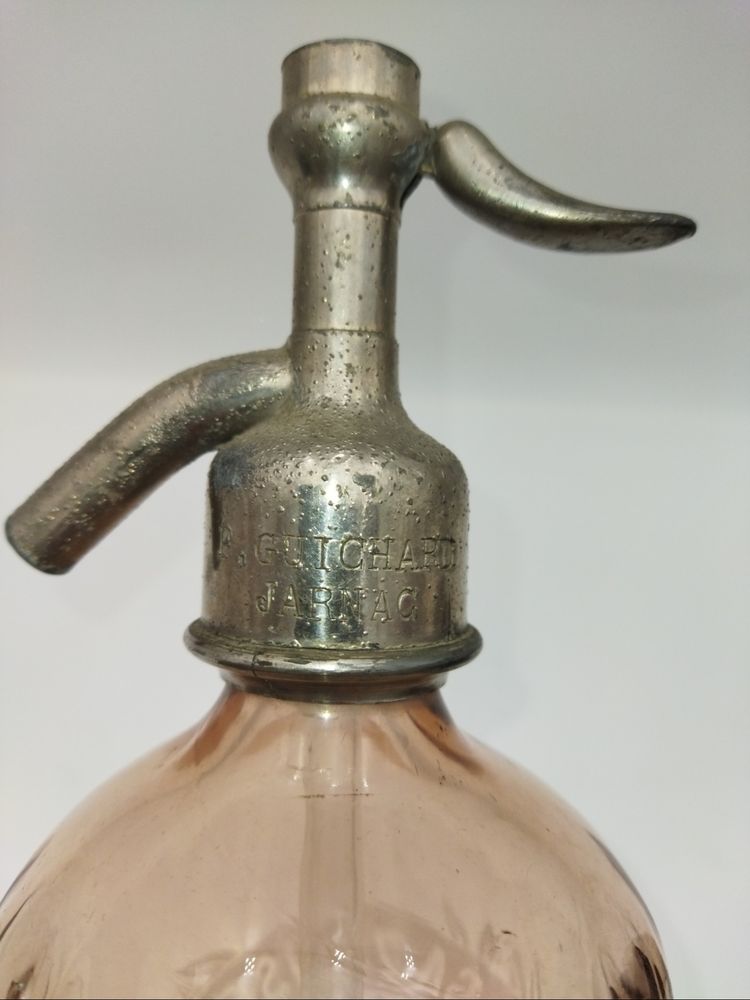SIPHON ROSE De Bar Bouteille Ancienne Eau De Seltz  Complet JARNAC  CHARENTE