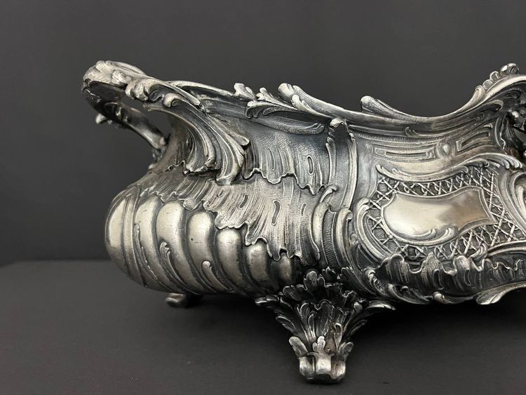 Large silvered bronze table planter, Louis XV style