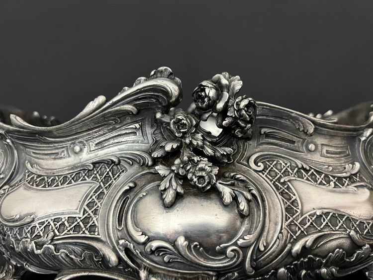 Large silvered bronze table planter, Louis XV style