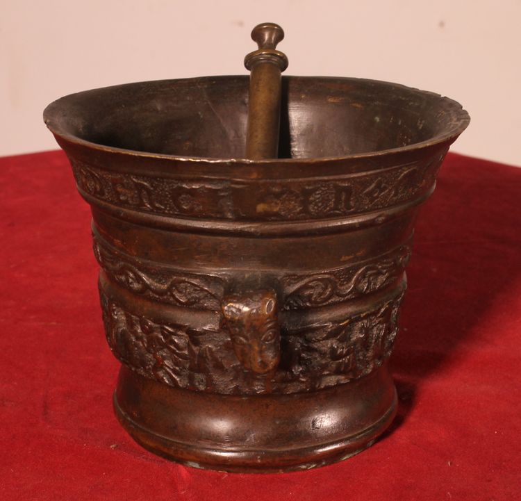 Bronze Mortar - Flanders - 16th Century, Dated 1574