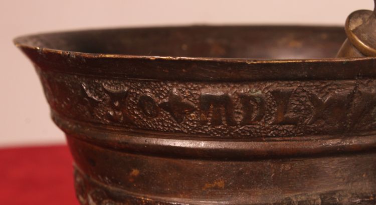 Bronze Mortar - Flanders - 16th Century, Dated 1574