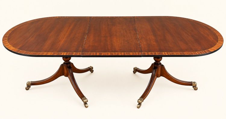 Grande Table Anglaise Extensible Acajou Style Régence Pieds Griffes Laiton
