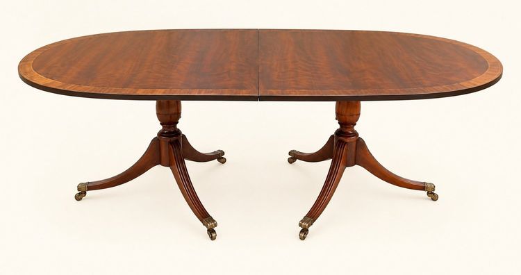 Grande Table Anglaise Extensible Acajou Style Régence Pieds Griffes Laiton