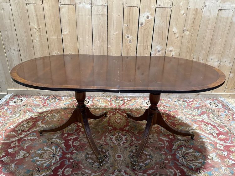 Grande Table Anglaise Extensible Acajou Style Régence Pieds Griffes Laiton