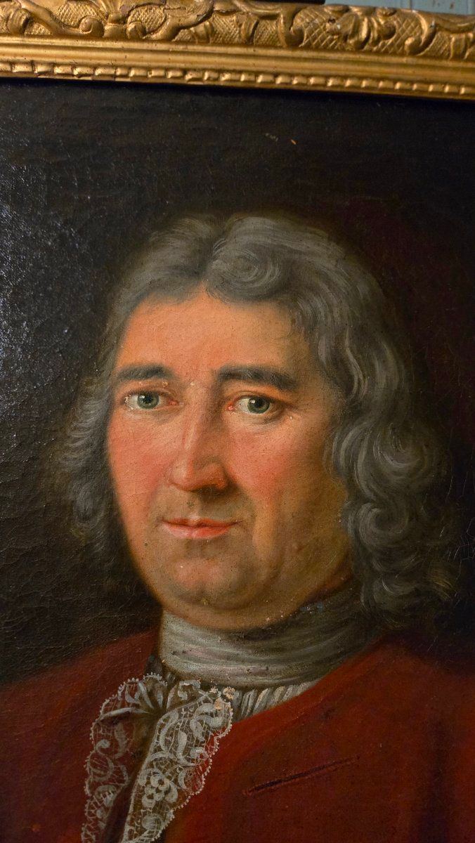 Portrait of an architect with a compass Oil on canvas signed and dated 1757 18th century.