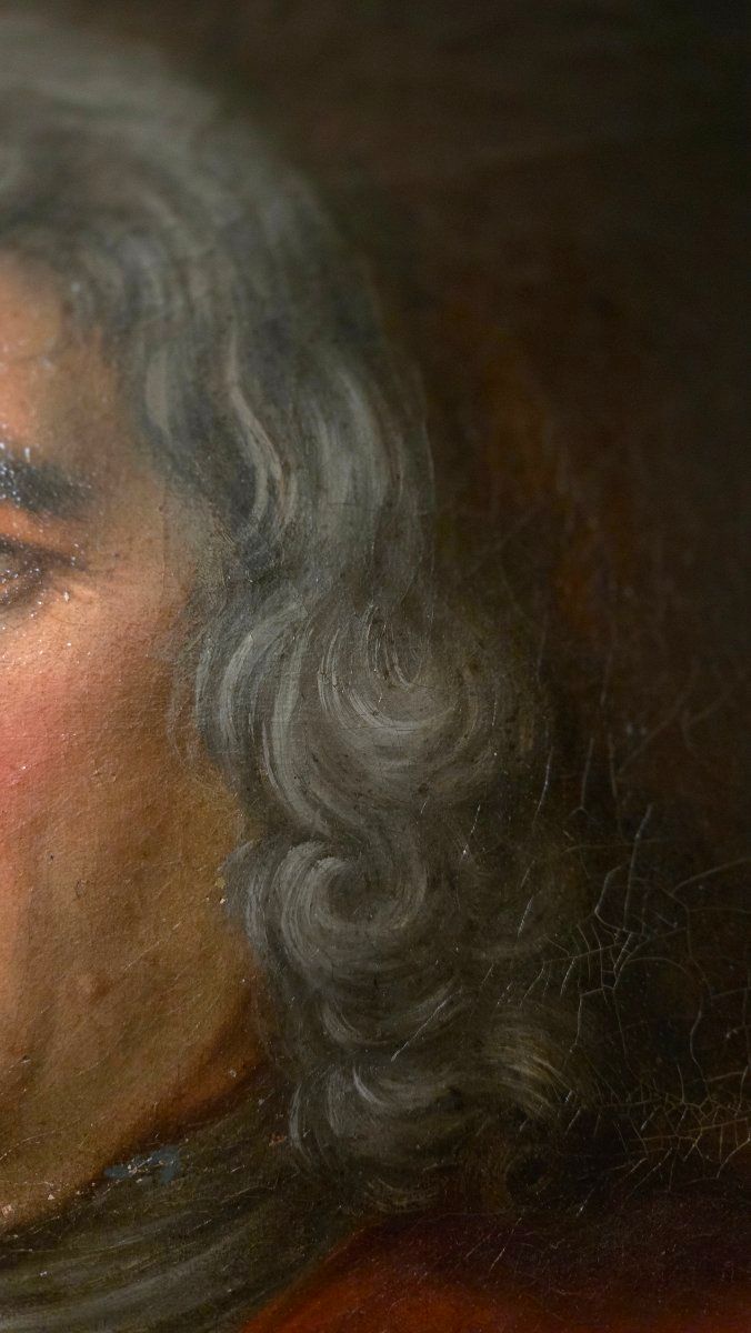 Portrait of an architect with a compass Oil on canvas signed and dated 1757 18th century.