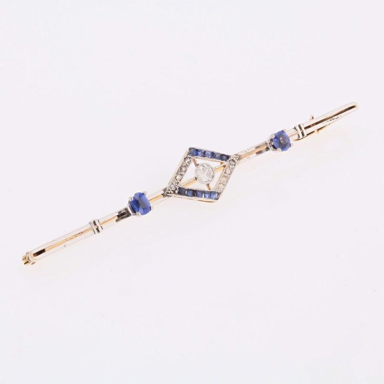 Art Deco Brooch With Sapphires And Diamonds