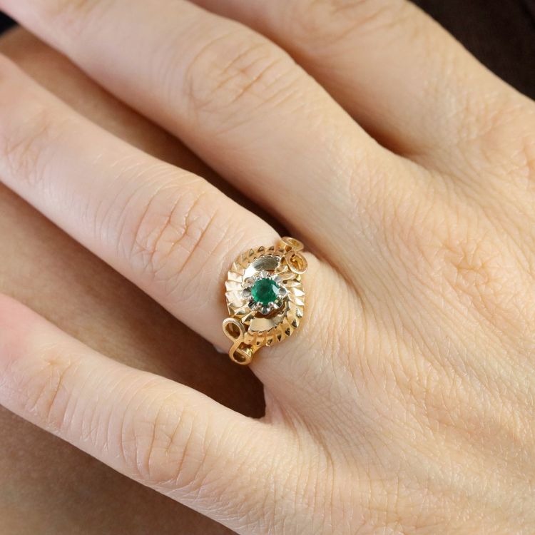 Retro Emerald Ring In Rose Gold