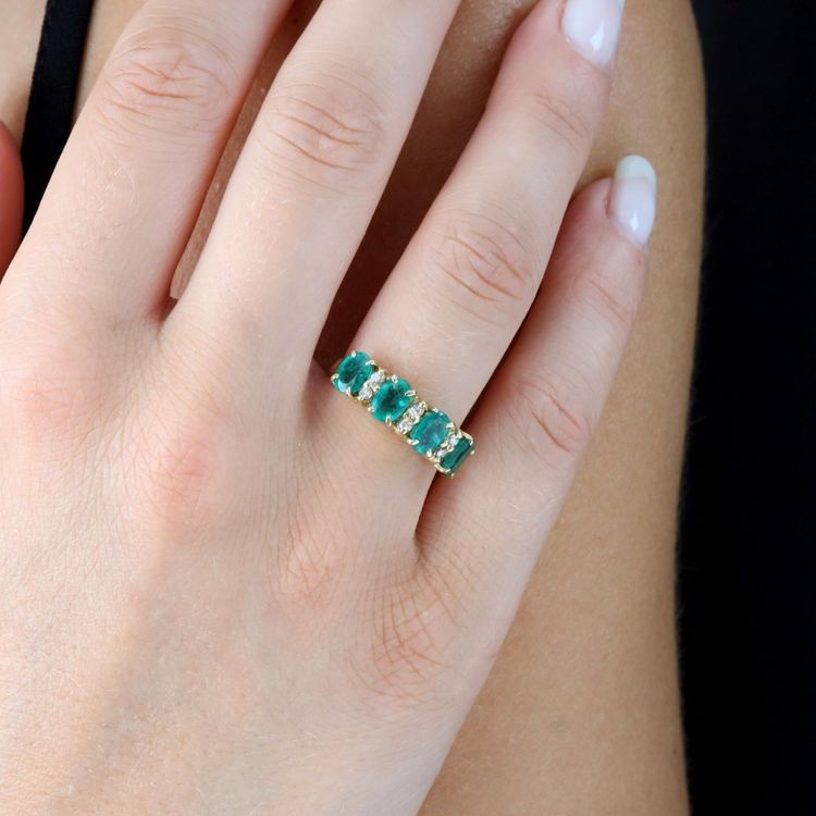 Emerald And Diamond Garter Ring